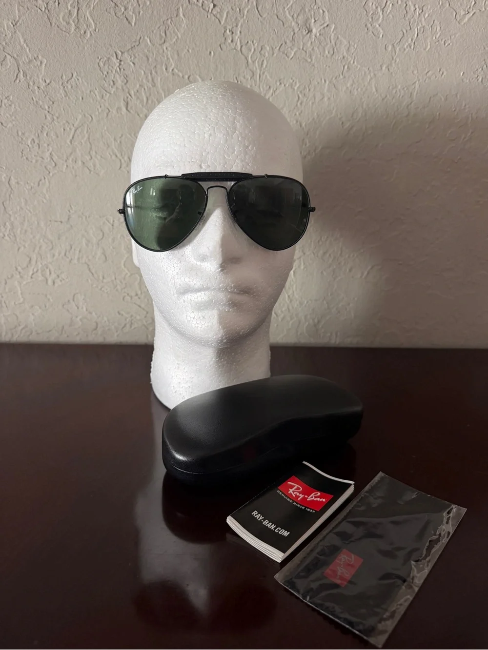Ray-Ban RB3422-Q 9040 Outdoorsman Aviator Sunglasses Matte Black G-15 58mm Case